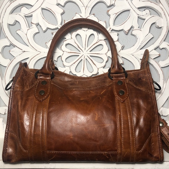 Frye Melissa Satchel Cognac Pull Up Leather NWT - Picture 2 of 9